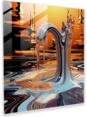 Popcas Banyo Cam Tablosu - Akışkan Su - Banyo Banyo Teması Sürreal Ev Dekorasyonu