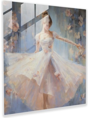 Popcas Dalgalı Balerin Cam Tablosu - Modern Sanat Ev Dekorasyonu Cam Sanatı