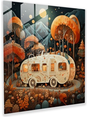 Popcas Bohem Karavan Cam Tablosu - Bohem Tarzı Modern Sanat Cam Sanatı