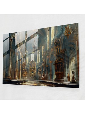 Popcas Barok Tarzı Tablo Modern Sanat - Duvar Dekorasyonu Cam Tablo Ev Dekorasyonu