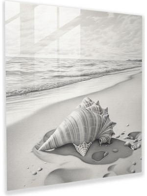Popcas Deniz Kabuğu Serenadı Cam Tablo - Plaj Cam Sanat Ev Dekorasyonu Plaj Teması