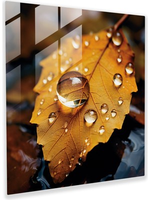 Popcas Dewy Sonbahar Cam Tablo - Sonbahar Dökülen Yaprak Detaylarla Dolu