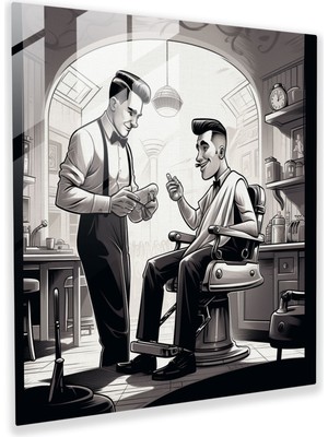 Popcas Kuaförün Retro Kesimi - Cam Tablo - Kuaför Retro Tarz Ev Dekorasyonu