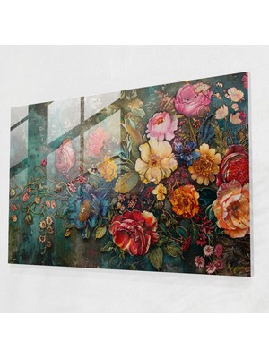 Popcas Barok Tarzı Resimli Cam Tablo Sanatı - Barok Stil Resim Ev Dekorasyonu Cam Tablo Yansıması