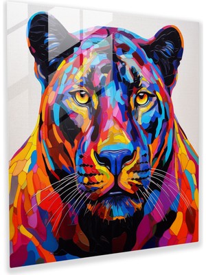 Popcas Modern Sanat Siyah Panter Cam Tablo - Siyah Panter Cam Duvar Sanatı Ev Dekorasyonu