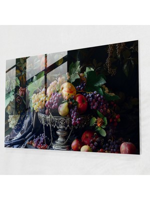 Popcas Lüks Natürmort Caravaggio Tarzı Cam Tablo - Caravaggio Cam Duvar Sanatı Cam Tablo Duvar Dekorasyonu