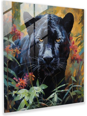 Popcas Siyah Kaplan Cam Tablo - Siyah Kaplan Cam Duvar Sanatı