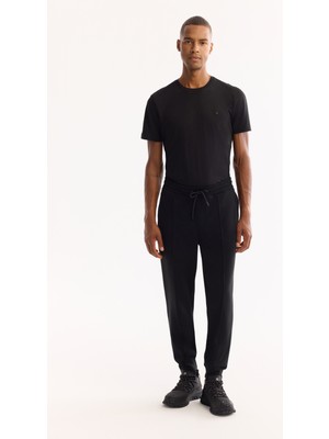 Avva Erkek Siyah Beli Lastikli Bağcıklı Soft Touch Şardonlu Regular Fit Eşofman Altı A52Y3412