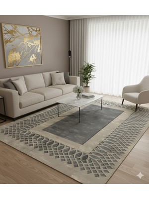 Butikhafsa Kaymaz Dokuma Tabanlı Vintage Halı Şönil Modern Dijital Baskı Retro Şık  Dekoratif Halı