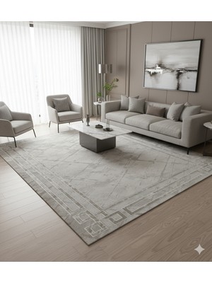 Butikhafsa Kaymaz Dokuma Tabanlı Vintage Halı Şönil Modern Dijital Baskı Retro Şık  Dekoratif Halı