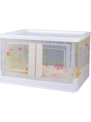 SN-25883 72L Katlanabilir Plastik Saklama Kutusu Renkli Kapaklı Tekerlekli 40X64X37CM