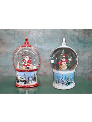 Kardan Adam ve Noel Babalı Işıklı Müzikli Kar Küresi