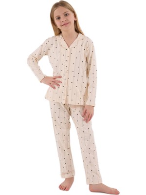 Arnetta Kız Çocuk Krem Uzun Kollu Pijama Takımı 3435-G