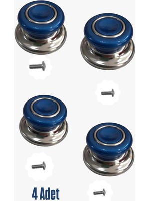 4 Adet Lacivert Tüm Tencere Tava Kapaklarına Uygun Bagalit Tepe Cam Tencere Kapağı Kulpu