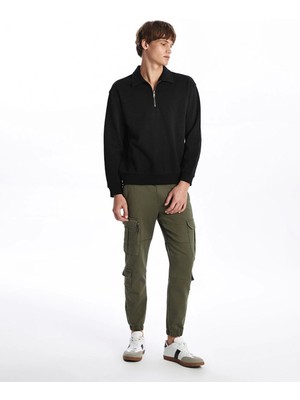 Xsıde Haki Slim Fit Gabardin Erkek Kargo Pantolon