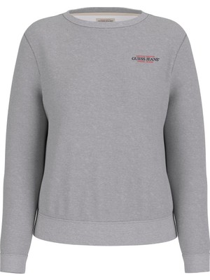 Kadın Bisiklet Yaka Sweatshirt - Gri Melanj