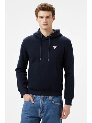 Erkek Gj Hood Slım Mını Kapüşonlu Sweatshirt - Lacivert
