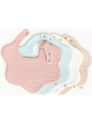 Boho Piccolo 4'lü Pamuklu Soft Renkler 8 Katlı Müslin Bebek Mama Önlüğü / Yakalık / Salya Önlüğü