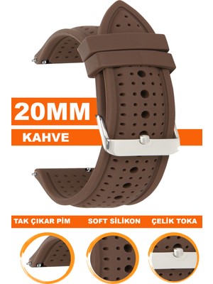 Cobra 20MM Fossil-Welder-Casio-Seiko-Omega-Armani Saat Uyumlu Silikon Saat Kordonu 20S26B