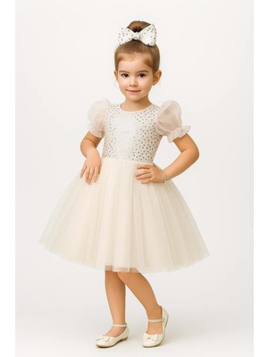 Balon Kol Pul Payet Kız Çocuk Tütü Elbise M00751