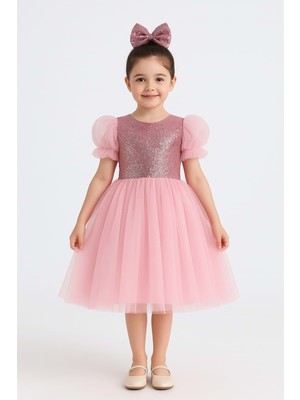 Balon Kol Pul Payet Kız Çocuk Tütü Elbise M00751
