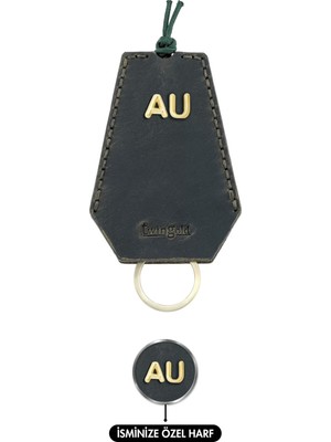 Isme Özel Ipli Anahtarlık - % 100 Crazy Deri - AG01002 - Haki