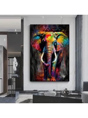 Graffiti Panda Duvar Sanatı; Renkli Hayvan Tablosu; Modern Panda Dekoru; Büyük Çok Renkli Sanat Baskı