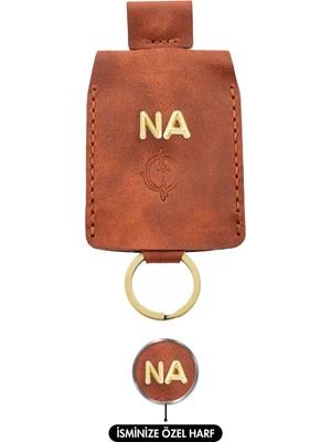 Isme Özel Çıtçıtlı Anahtarlık - % 100 Rainbow Deri - AG01001 - Tobacco