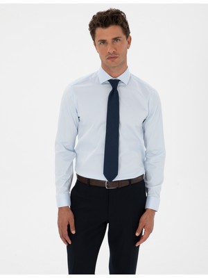 Pierre Cardin Erkek Açık Mavi Armürlü Slim Fit Gömlek 50312330-VR003