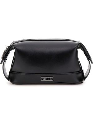 Erkek Metal Logolu Çift Kulplu El Çantası - Siyah