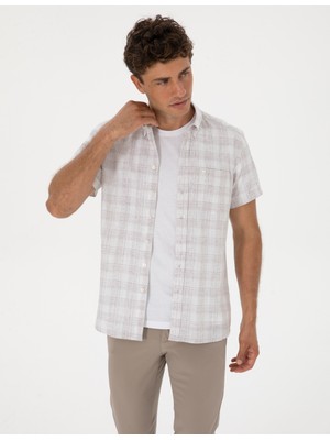 Pierre Cardin Erkek Kahverengi Regular Fit Kısa Kollu Gömlek 50307167-VR197