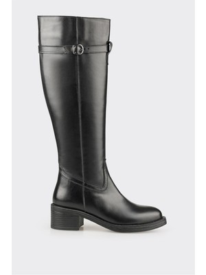 Siyah Deri Kadın Çizme