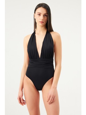 Boyundan Bağlı Mayo-Siyah