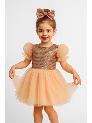 Balon Kol Pul Payet Kız Çocuk Tütü Elbise M00751