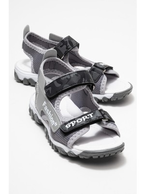 Çocuk Cırtlı Spor Sandalet Füme Kamuflaj
