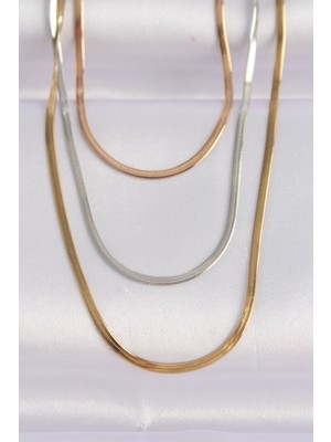 316L Çelik 3 Renkli Italyan Zincir Çoklu Kolye - TJ-BKO8641