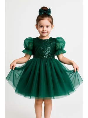 Balon Kol Pul Payet Kız Çocuk Tütü Elbise M00751