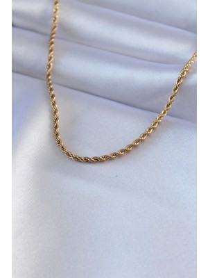 316L Çelik Gold Renk Burgu Model 45 cm Kadın Kolye - TJ-BKO7586
