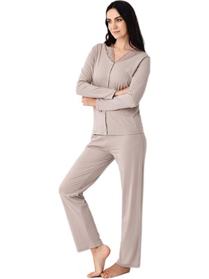 Arnetta Pierre Cardin Kadın Kahverengi Pijama Takımı