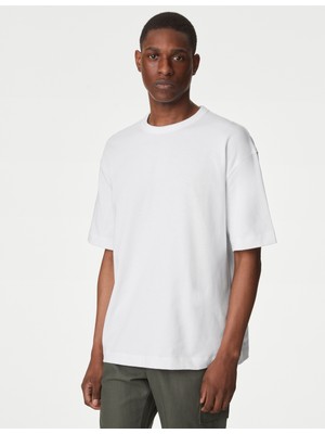 Marks & Spencer Saf Pamuklu Kısa Kollu Oversize T-Shirt