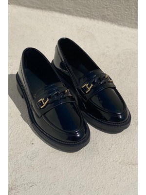Entra Rugan Siyah Kadın Loafer