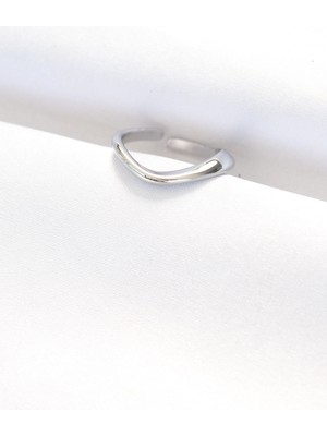 Yassı Silver Renk Ayarlanabilir Yüzük - TJ-BYK3100