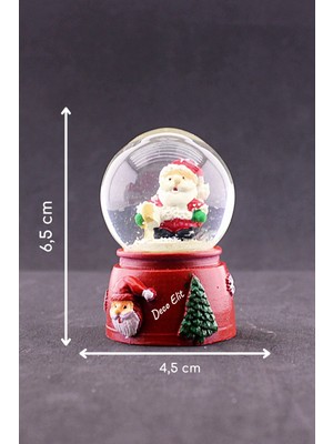 Yeni Yıl Noel Baba Temalı Mini Boy Işıklı Kar Küresi 6,5 cm A