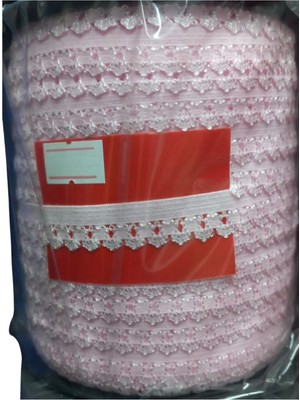 Demir Grup cc Çamaşır Lastiği Dantelli 1 cm 75 Metre 1 Top Açık Pembe