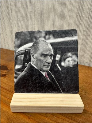 Atatürk Baskılı Taş Masa Üstü Tablo Dekor 10X10CM - Tablo - Dekor