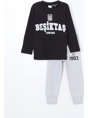 Lc Waikiki Yeni Sezon Bisiklet Yaka Besiktas Baskili Uzun Kollu Erkek Bebek Pijama Takimi - S5I674Z1