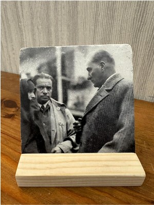 Atatürk Baskılı Taş Masa Üstü Tablo Dekor 10X10CM - Tablo - Dekor