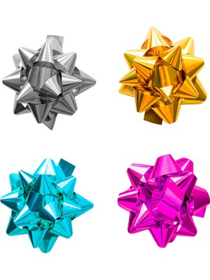 Karışık Renkli Metalik Fiyonk Hediye Paketi Süsü 100 Adet