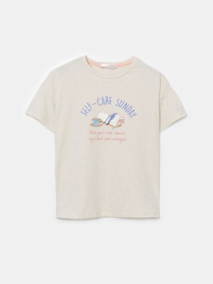 Lc Waikiki Yeni Sezon Bisiklet Yaka Baskili Kadin Pijama Ustu - S59410Z8