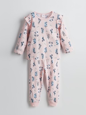 Lc Waikiki Yeni Sezon Bisiklet Yaka Cicekli Kiz Bebek Pijama Takimi - S5BG53Z1